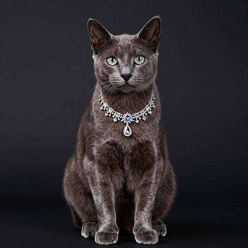 Elegant Studio Portrait of Russian Blue Cat