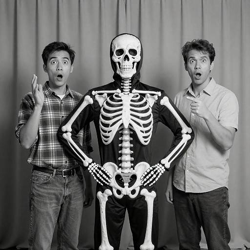 Dramatic Black-and-White Portrait of Three Men