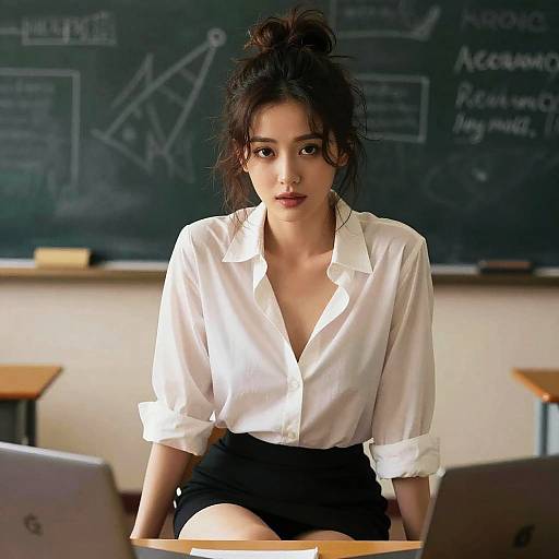 Cinematic Close-Up of a Flirty Student