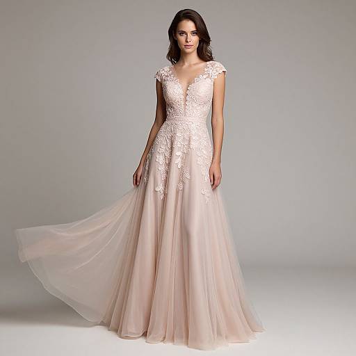 Elegant Woman in Blush Pink Gown