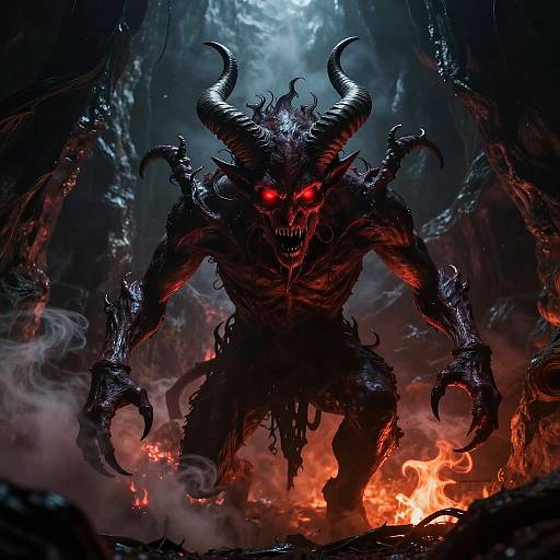 Frightening Demon Emerging from Underworld