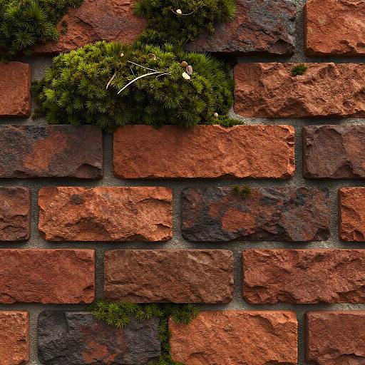 8K Photorealistic Mossy Brick Texture