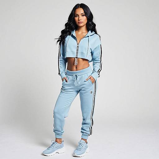 Casual Sporty Woman in Powder Blue Tracksuit