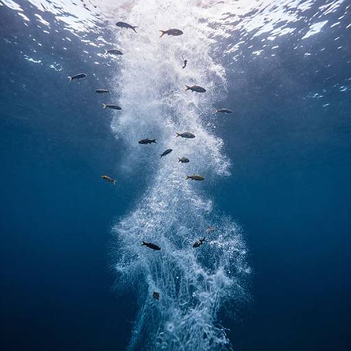 Surreal Upward Waterfall with Fish