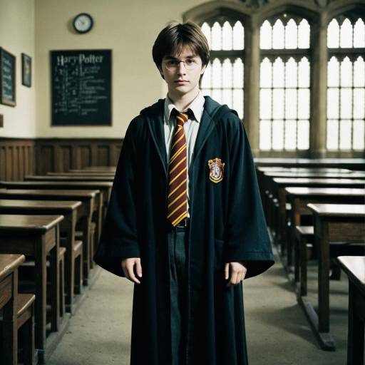 Adult Harry Potter in Hogwarts Classroom
