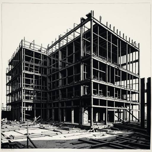 Architectural Sketch of Steel Construction Site