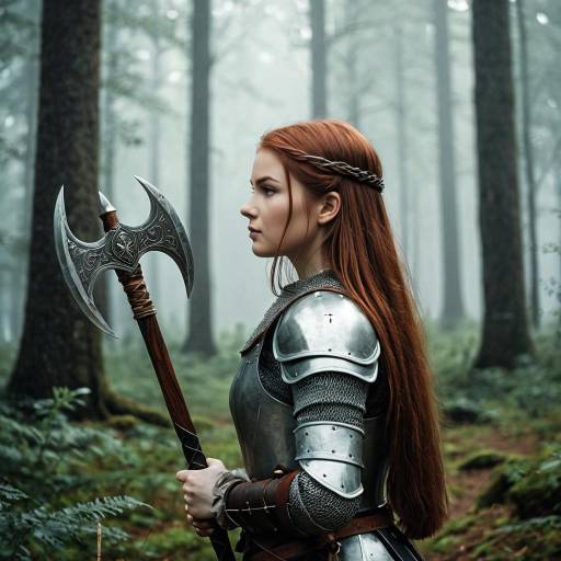 Majestic Warrior in Misty Forest Glade