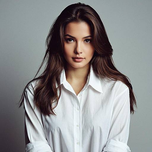 Young Woman in Oversized White Shirt