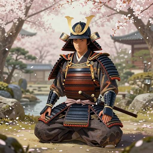 Samurai Warrior in Serene Garden