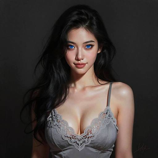 Striking Woman with Intense Blue Eyes