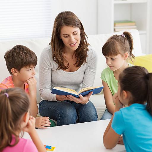Woman Reading to Children