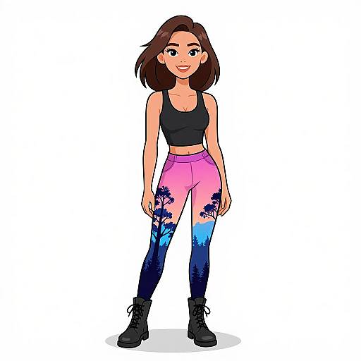 Smiling Woman in Scenic Leggings