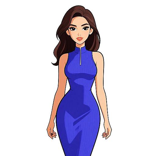 Elegant Woman in Royal Blue Dress