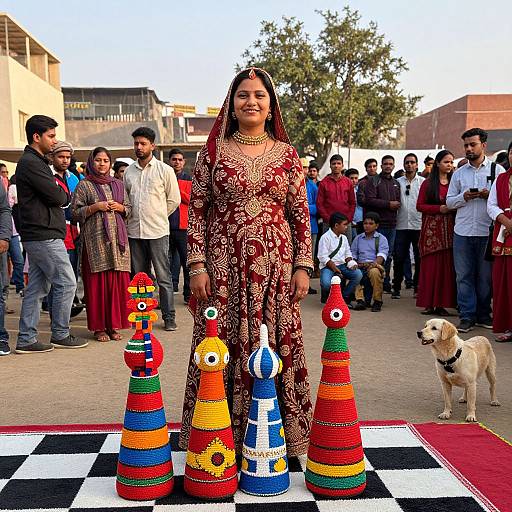 Vibrant Chess Scene at Winter Festival