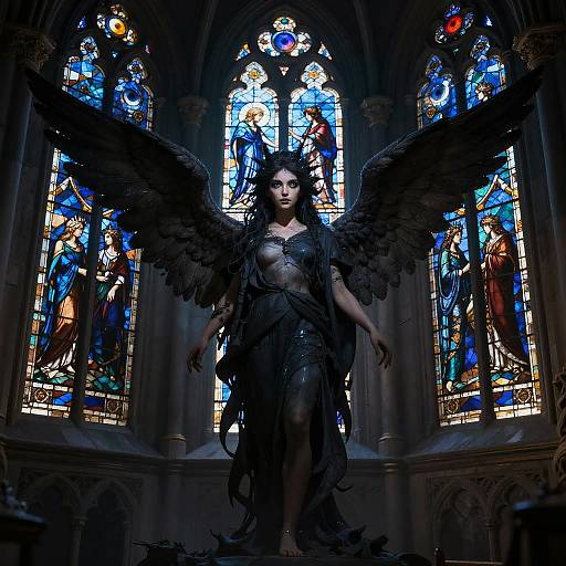 Multi-Eyed Angel in Gothic Cathedral