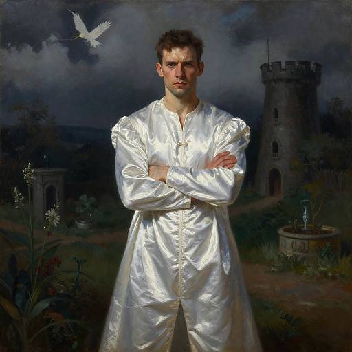 Cinematic Oil Painting with Defiant Stare