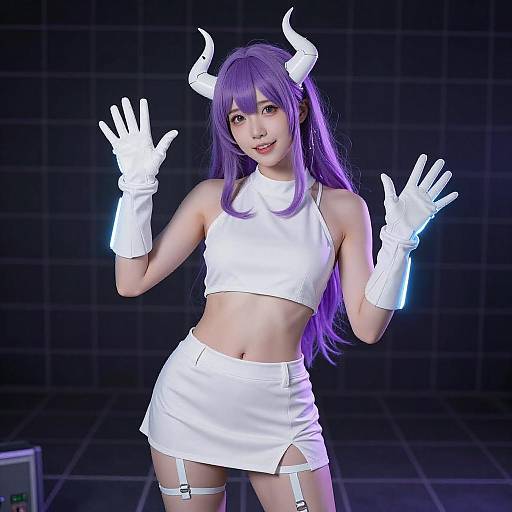 Futuristic Purple-Haired Woman Digital Art