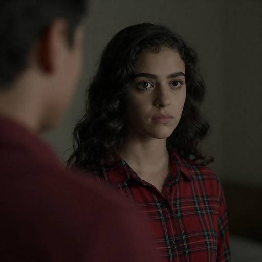 Moody Portrait of Woman in Plaid