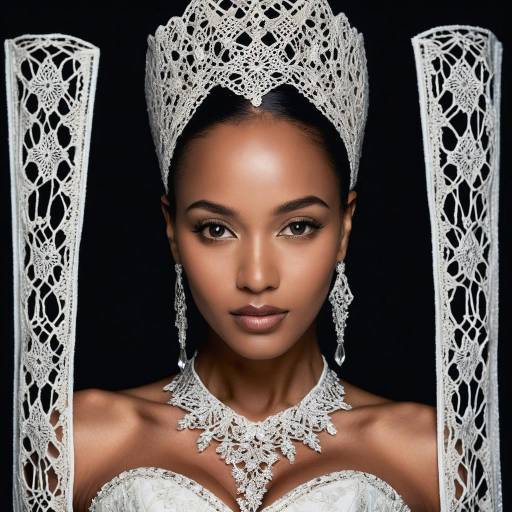 Elegant Ethiopian-Jewish Woman in Lace Gown