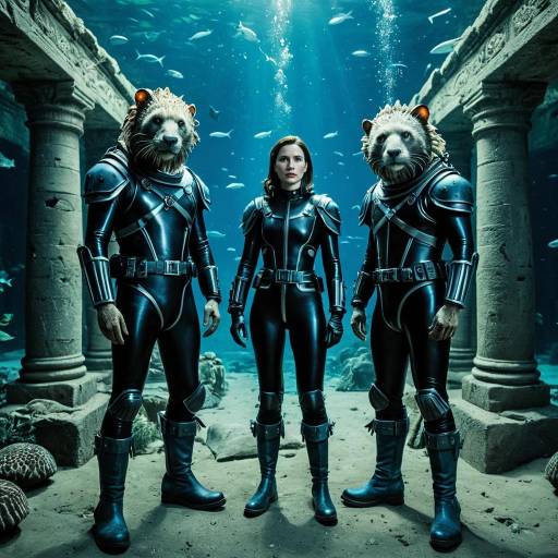 Futuristic Creatures in Underwater Ruins