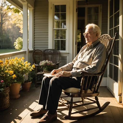 Elderly Writer Relaxing on a Porch