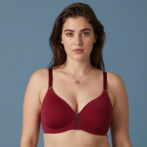 Portrait of Woman in Stylish Red Bra