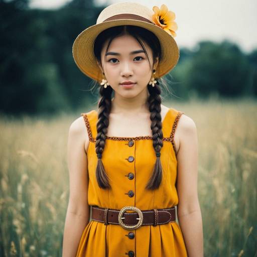 Retro Costume Girl in Yellow Dress