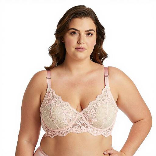 Elegant Plus-Size Woman in Lace Bra