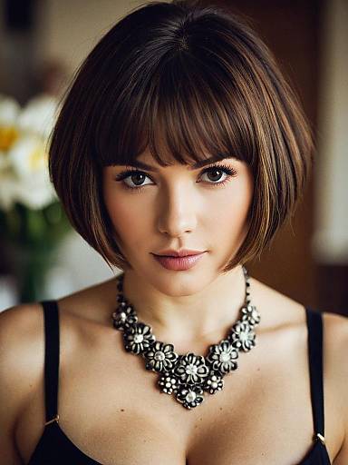 Portrait of Woman with Short Bob Hair