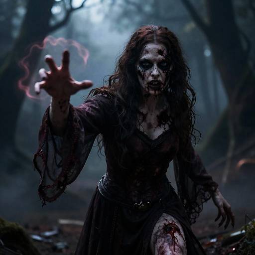 Realistic Zombie and Female Necromancer