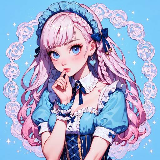 Elegant Feminized Character in Blue Dress Elegant Feminized Character in Blue Dress