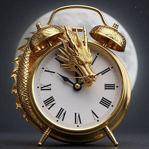 Golden Dragon in Vintage Clock Face