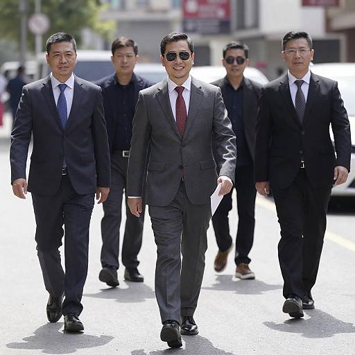 Smiling Businessman Leading Urban Group