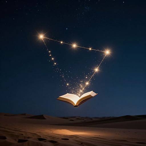 Magical Book Constellation Over Desert