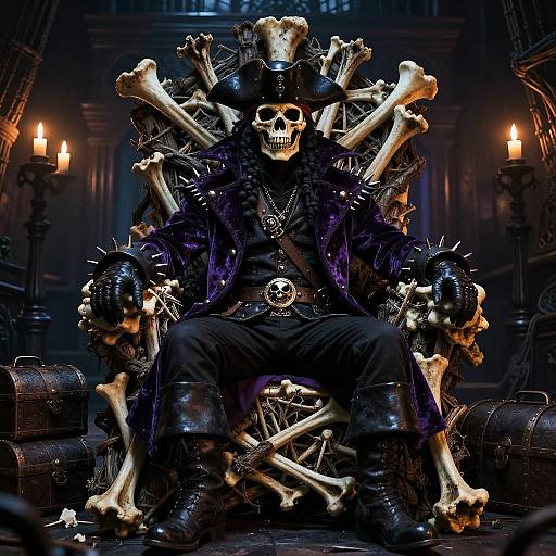 Gothic Pirate on Bone Throne