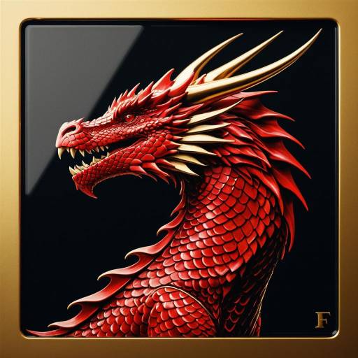 Elegant Red Dragon Logo on Gold Background