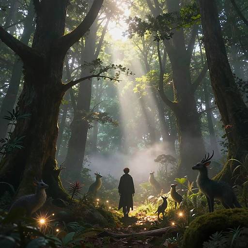 Exploring Enchanted Forest at Dawn
