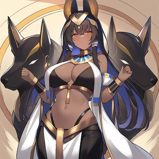 Illustration of Anubis (mythology), egyptian mythology in the style of Kutan