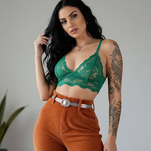 Tattooed Woman in Bohemian Style