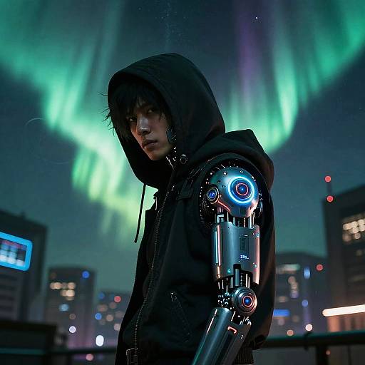 Aurorapunk Hacker Under Neon Skies