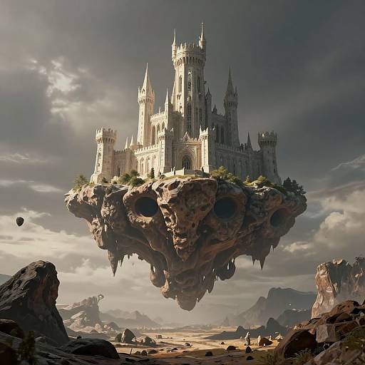 Surreal Floating Medieval Castle Landscape