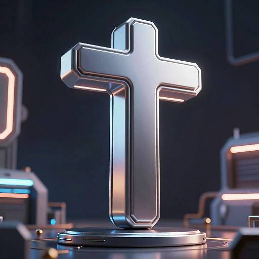 Futuristic 3D Metallic T Sculpture