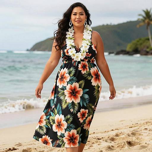 Plus Size Woman in Hawaiian Dress