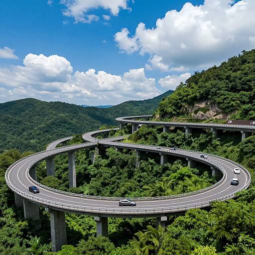 Serpentine Multi-Tiered Highway in Forest
