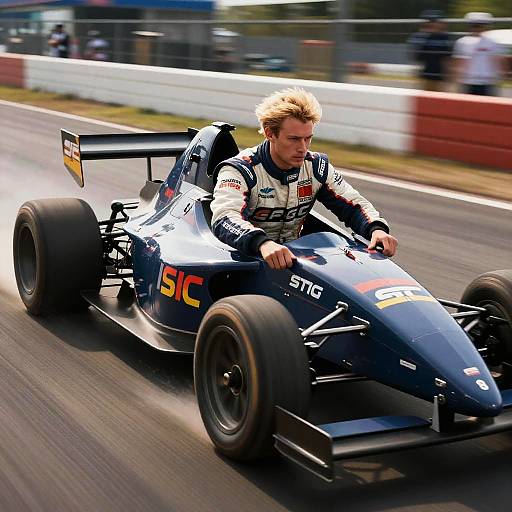 Blond Adventurous Racer in Motion