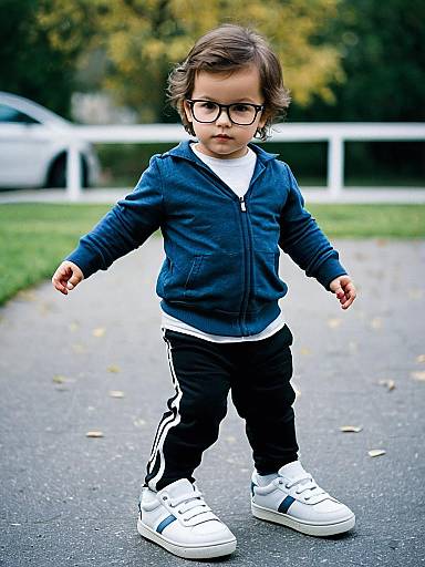 Toddler Boy in Casual Outfit Outdoors