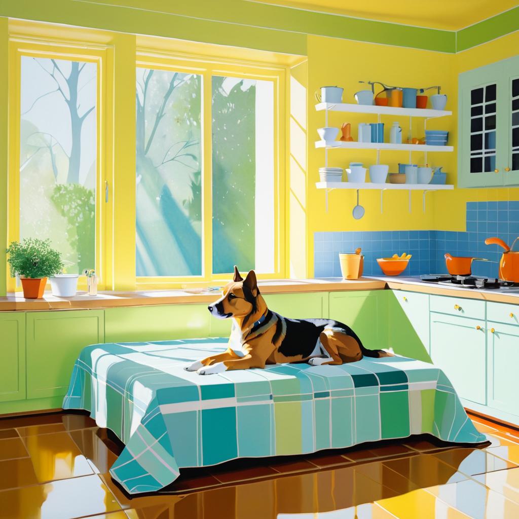 Cheerful Dog in Sunlit Kitchen