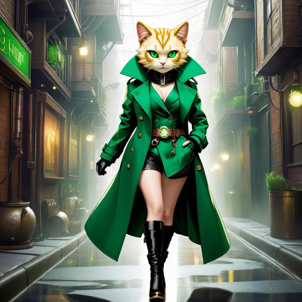 Feline Android 18 in Steampunk Alley