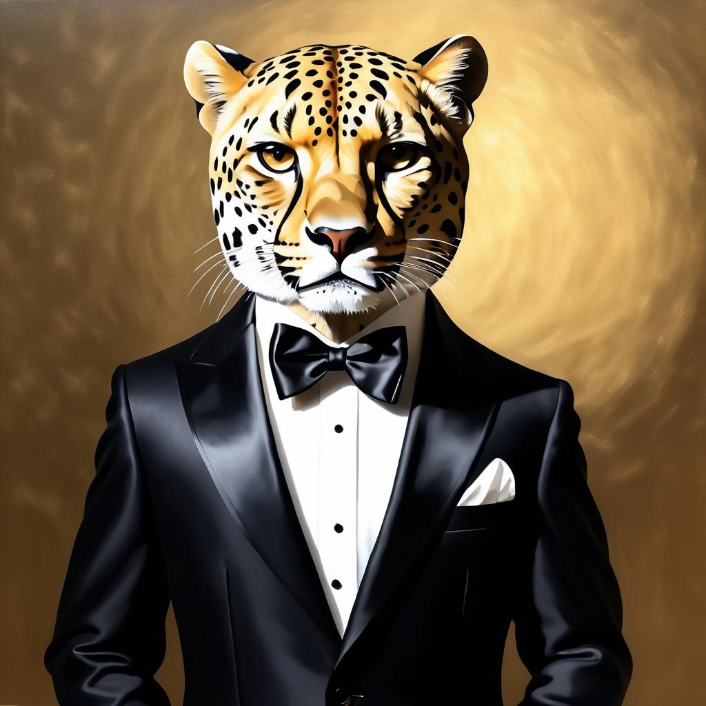 Sophisticated Cheetah in Tuxedo Portrait