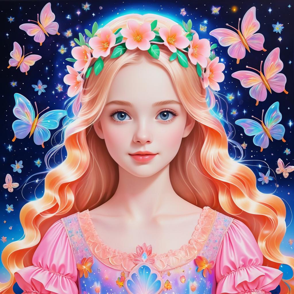 Dreamy Portrait of a Girl with Butterflies